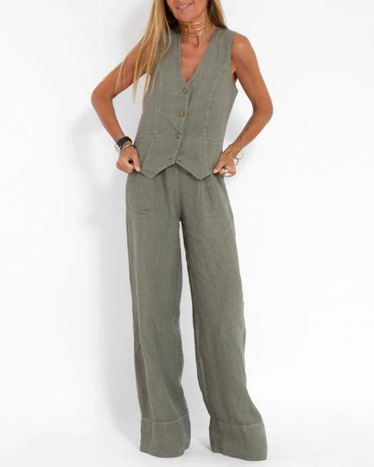 Ella | Chic Vest Wide Pant Set