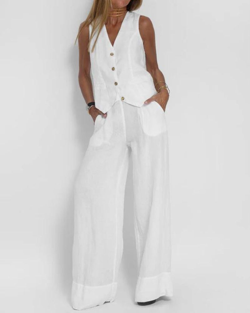 Ella | Chic Vest Wide Pant Set