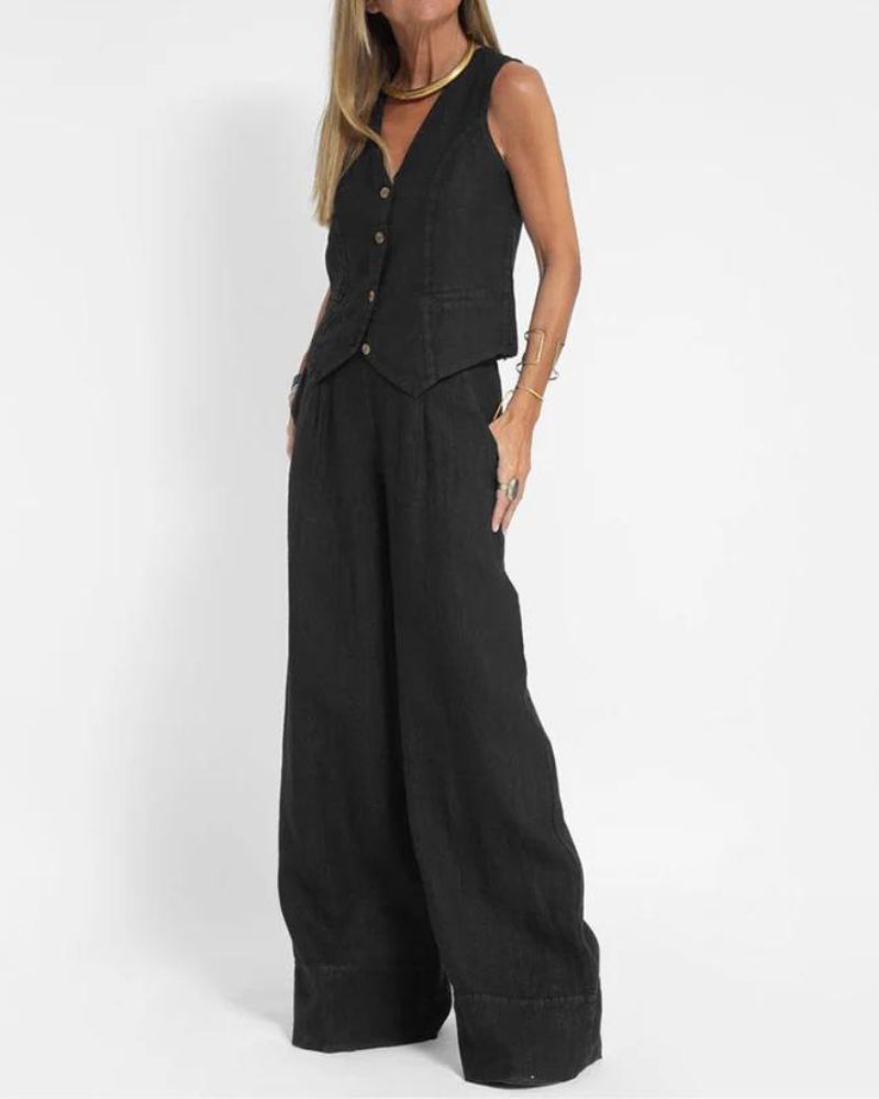 Ella | Chic Vest Wide Pant Set
