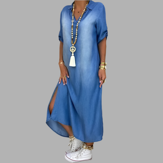 LEA | Langes Kleid im Jeans-Look