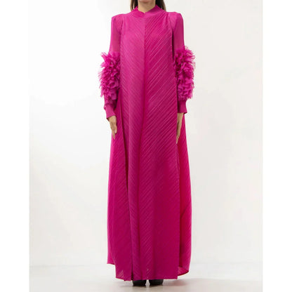 RONJA | Pleated Dress with Flower Ornament