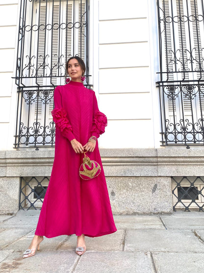 RONJA | Pleated Dress with Flower Ornament