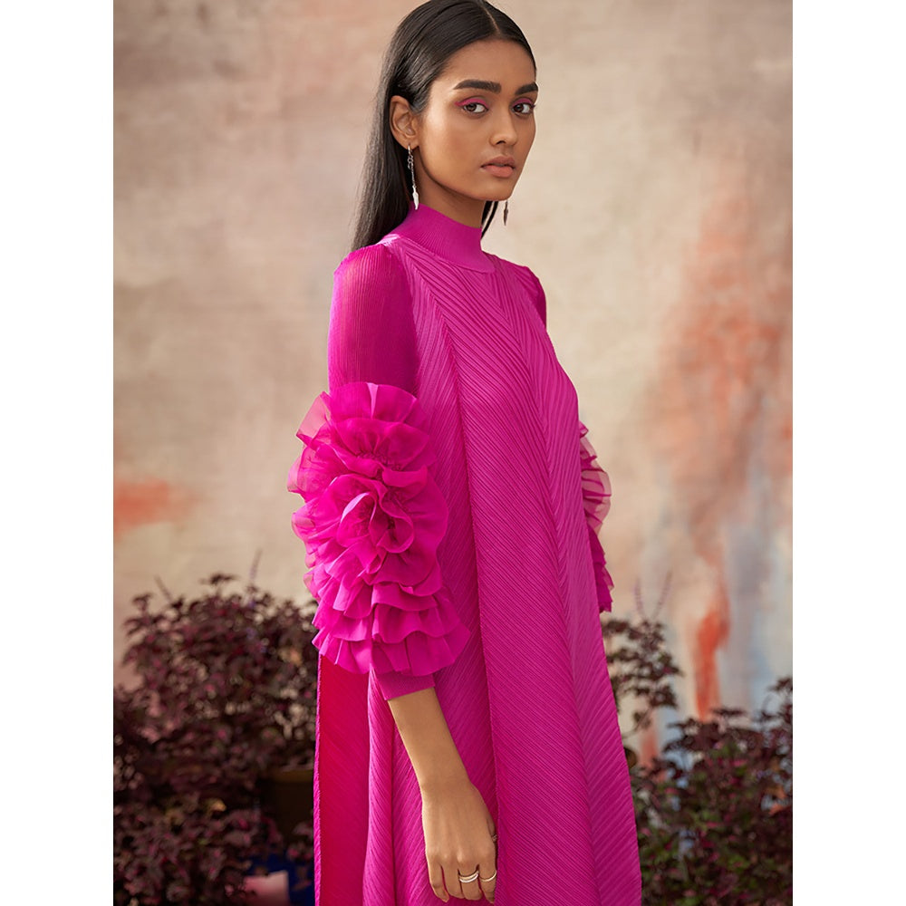 RONJA | Pleated Dress with Flower Ornament