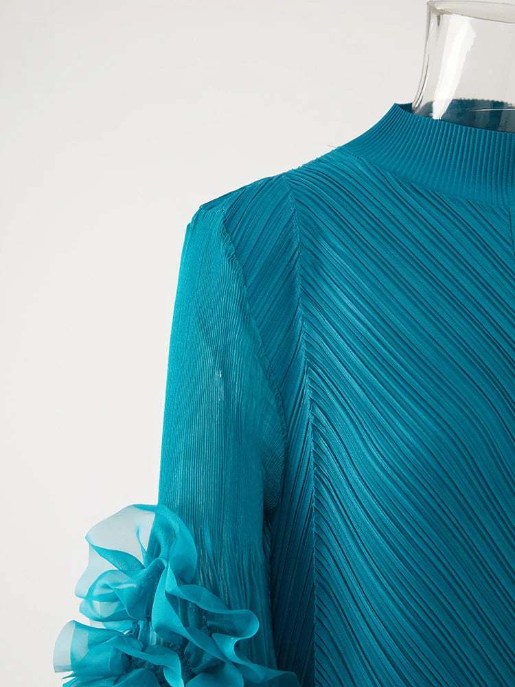 RONJA | Pleated Dress with Flower Ornament
