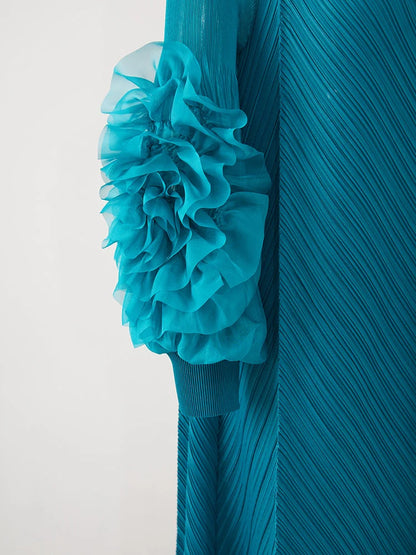 RONJA | Pleated Dress with Flower Ornament