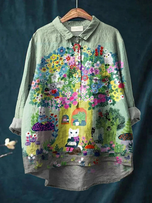 SOFIA | Verspielte Bluse mit Waldtier-Print