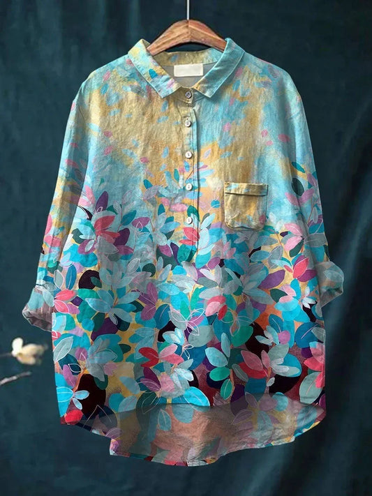 SOFIA | Schlichte Blumenbluse mit Knöpfen